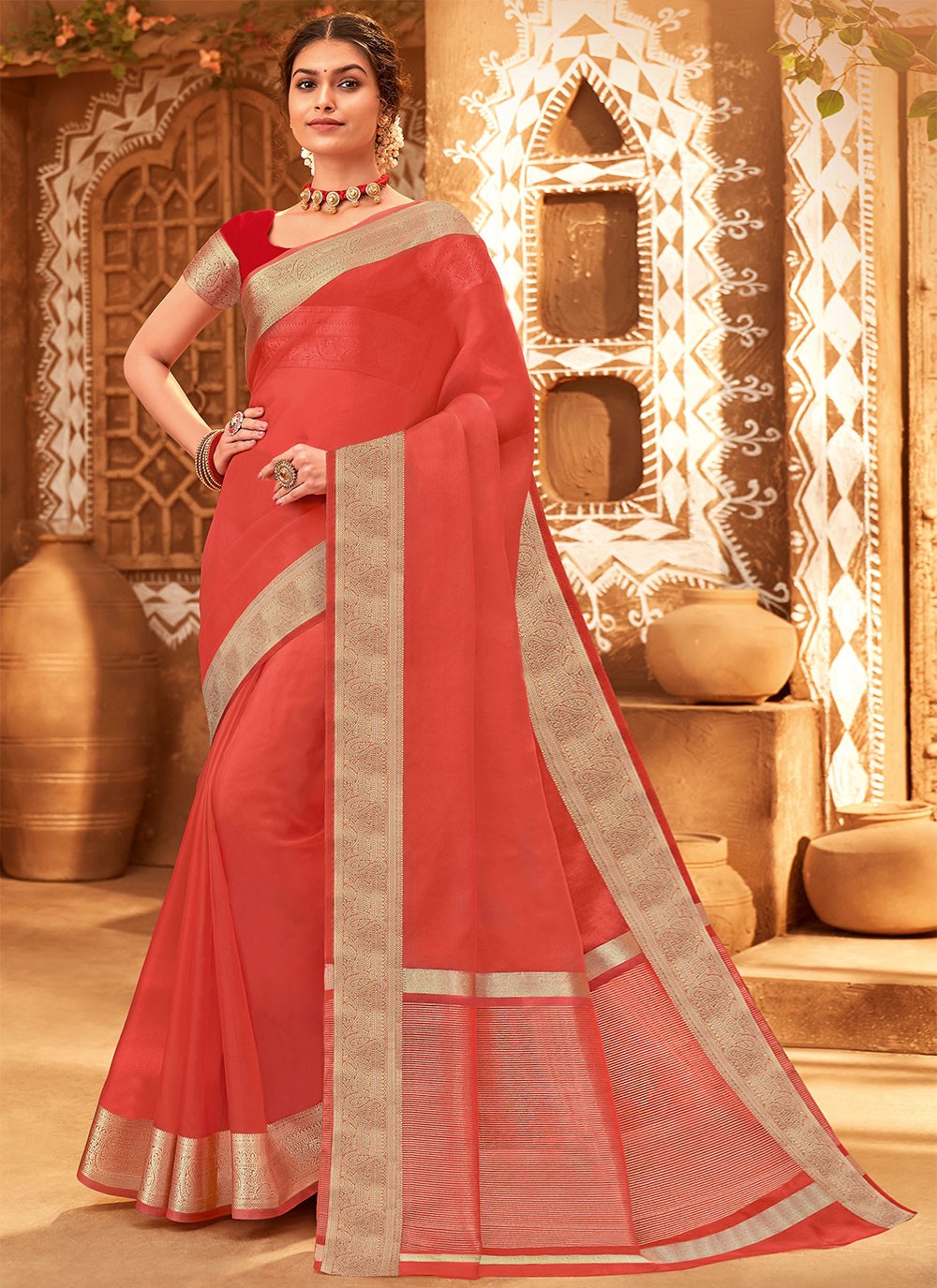 Classic Woven Organza Saree - S1343