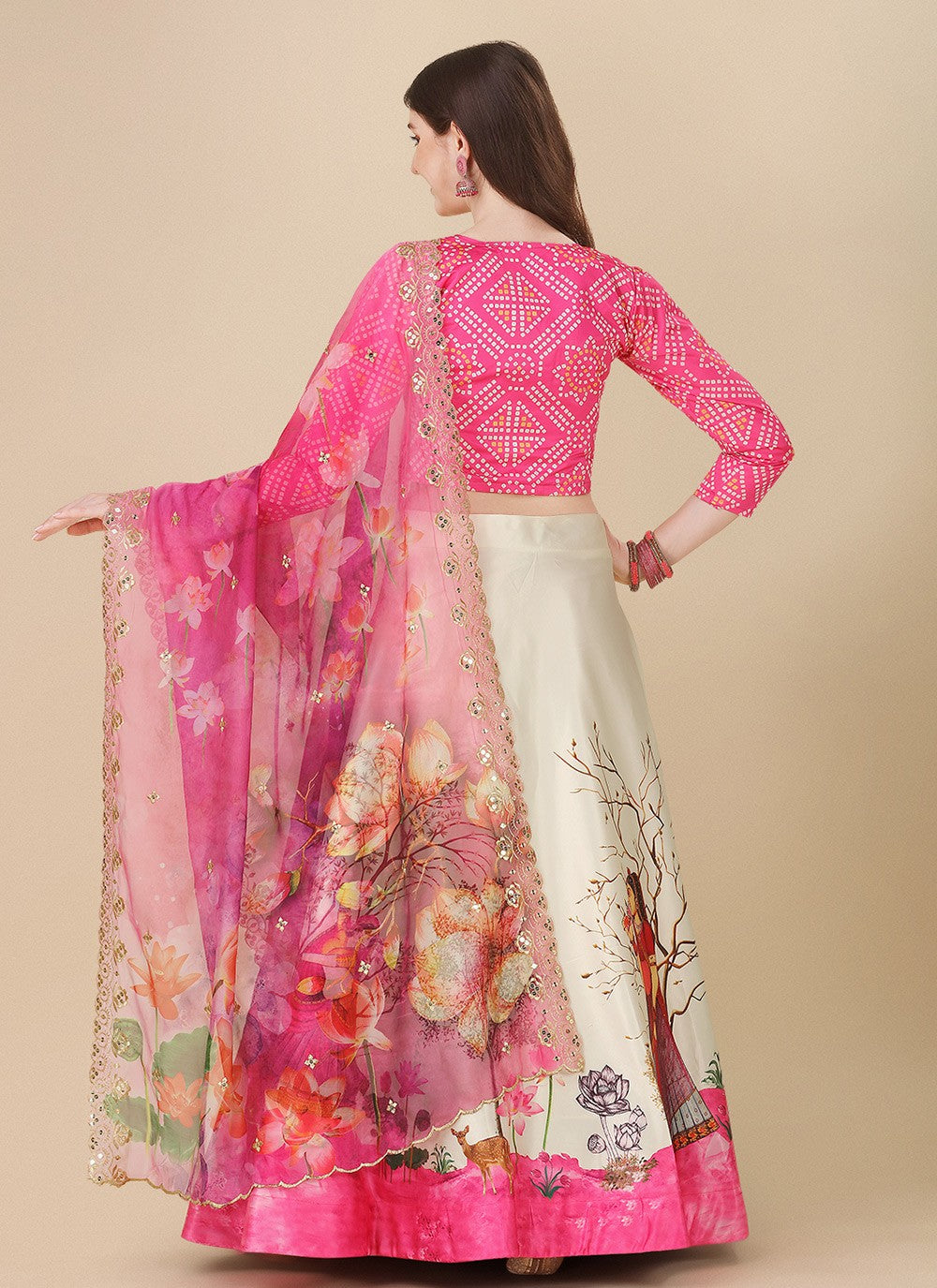 Digital Print Satin Silk A - Line Lehenga - L2081