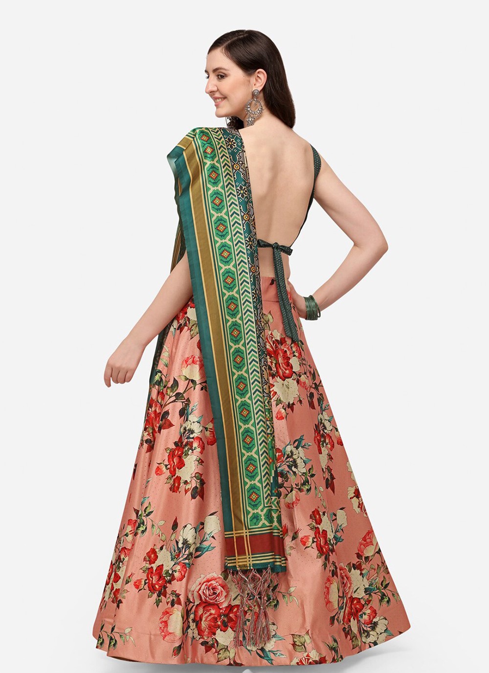 Digital Print Satin Silk A - Line Lehenga - L2115