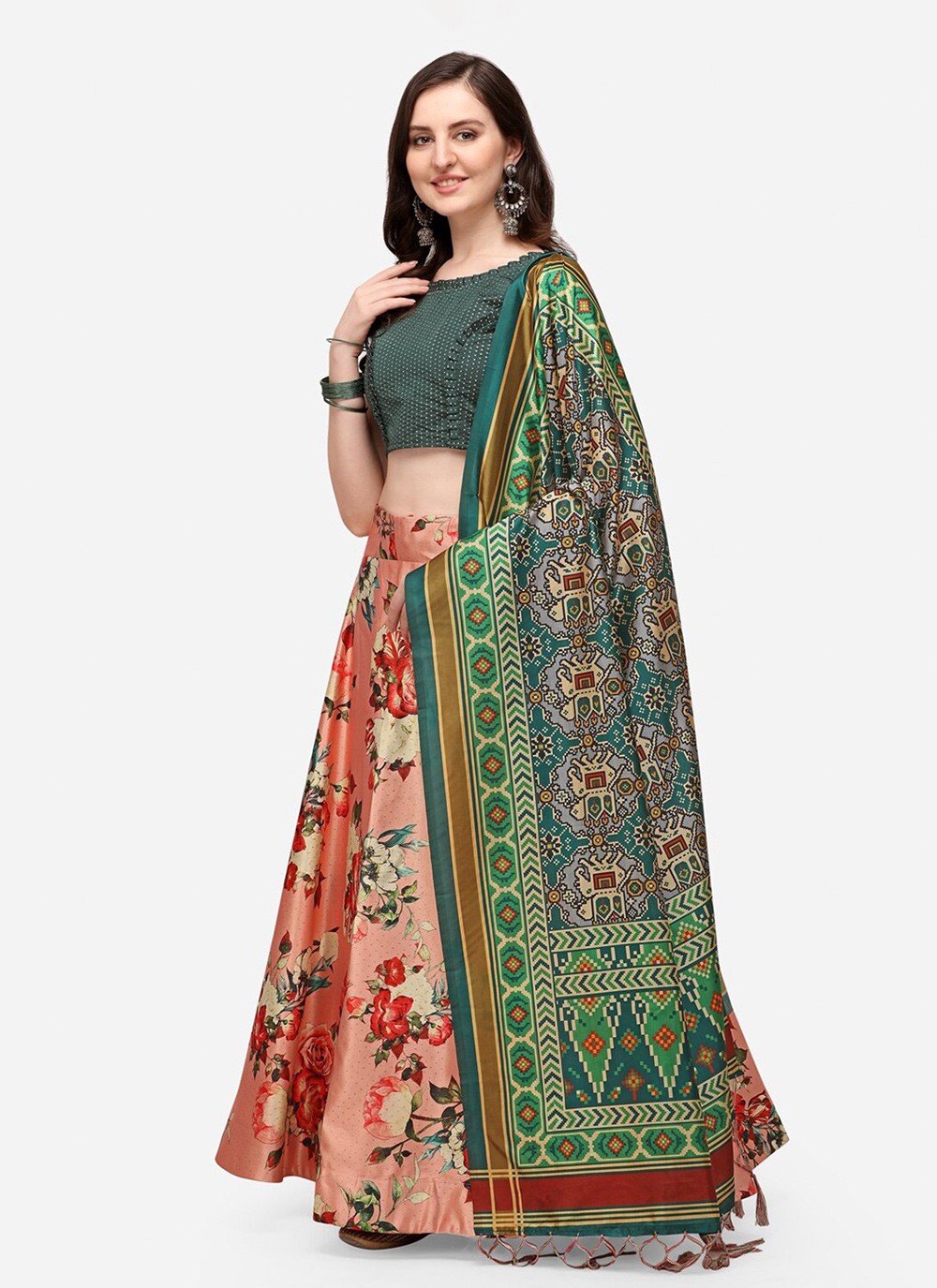 Digital Print Satin Silk A - Line Lehenga - L2115