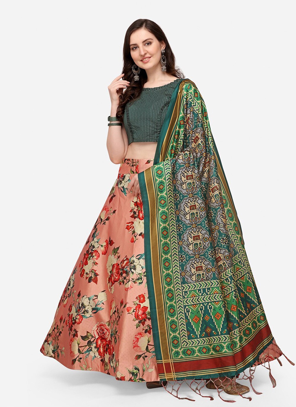 Digital Print Satin Silk A - Line Lehenga - L2115