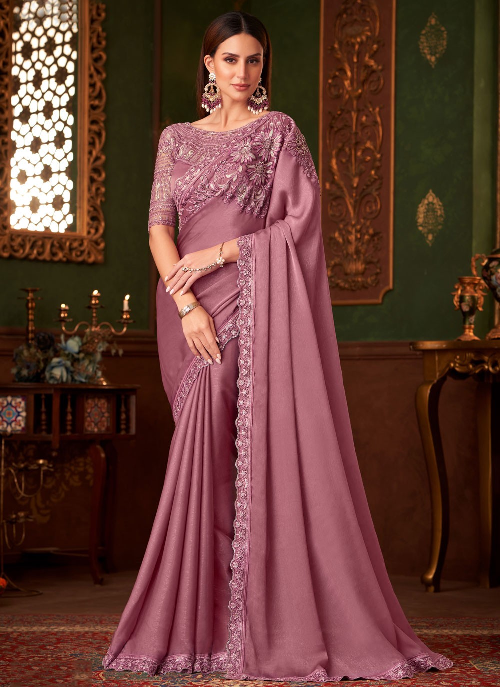 Embroidered, Sequins Chiffon Saree - S11813