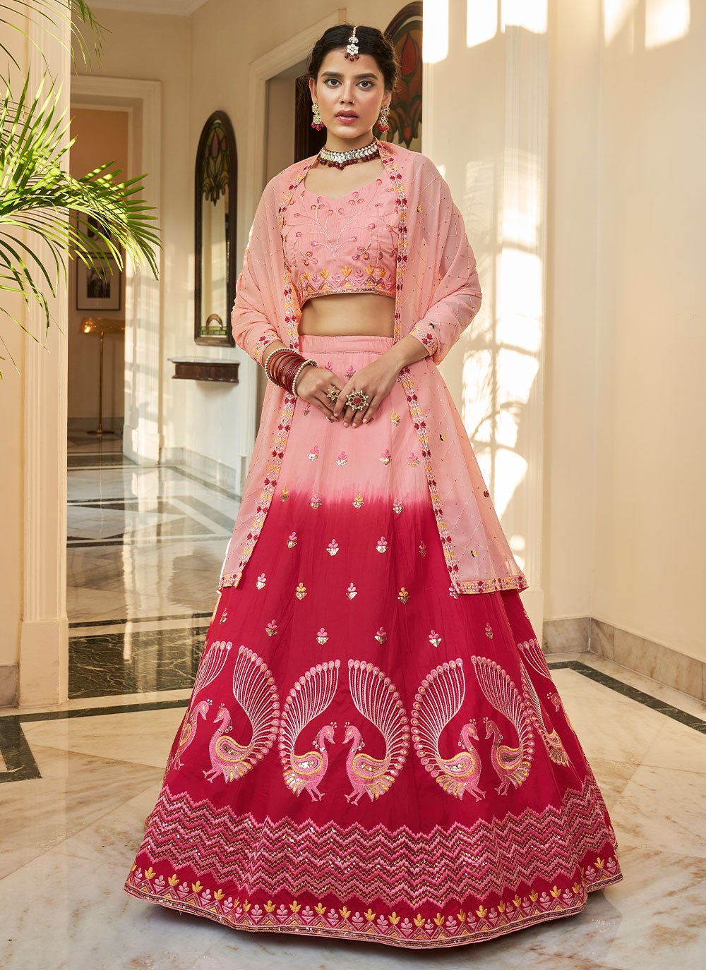 Embroidered Art Silk A - Line Lehenga - L0744