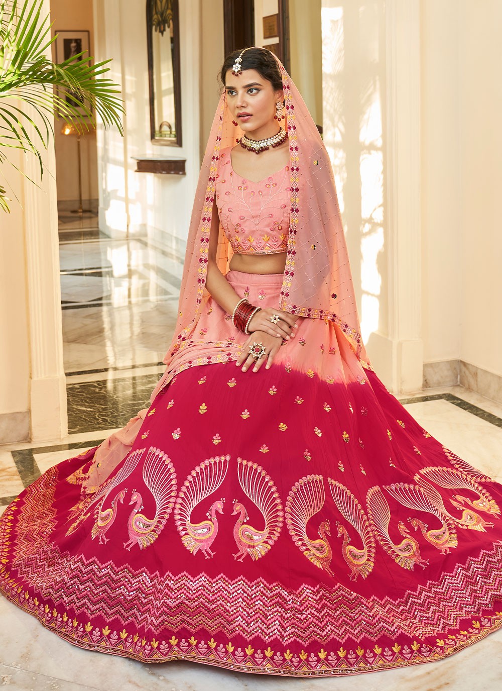 Embroidered Art Silk A - Line Lehenga - L0744