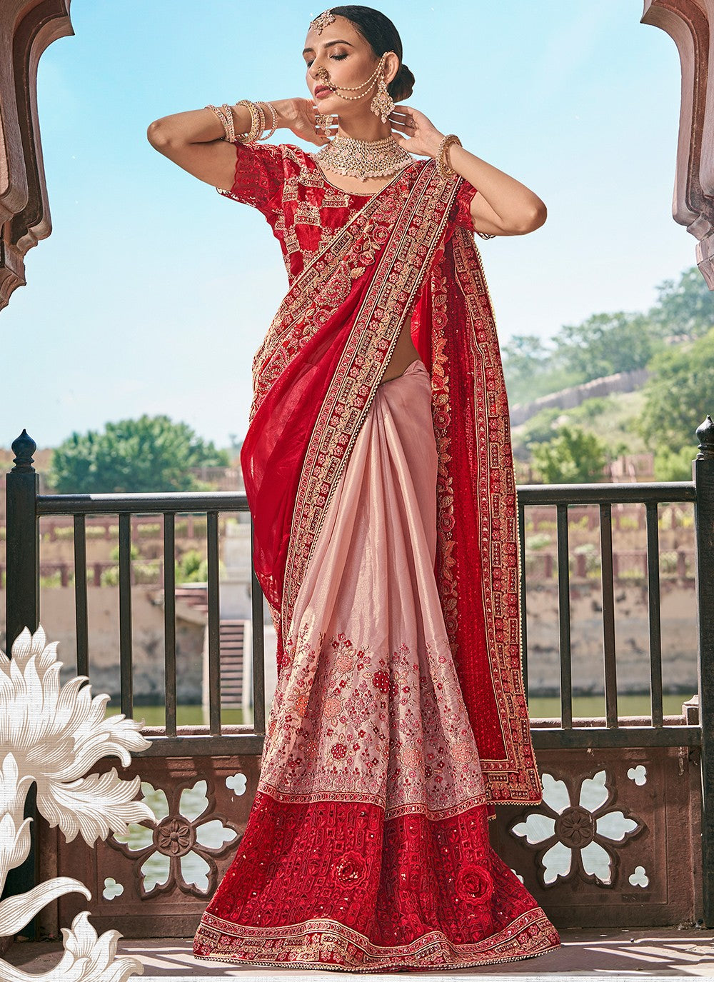 Classic Embroidered Fancy Fabric Saree - S4077