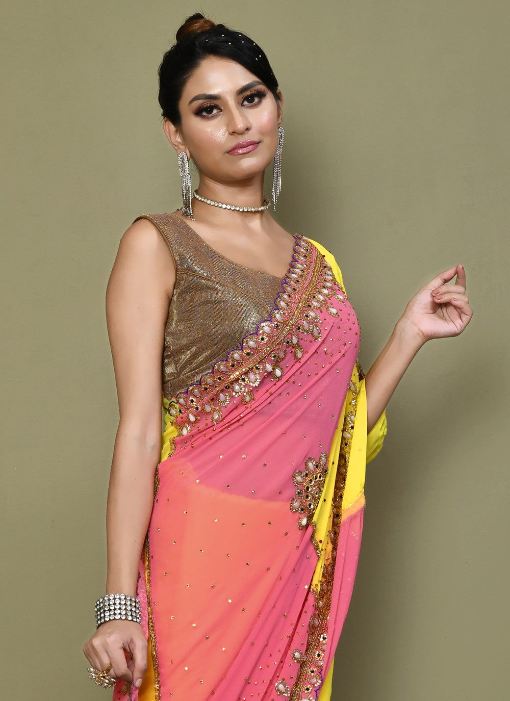 Classic Embroidered Georgette Saree - S3574