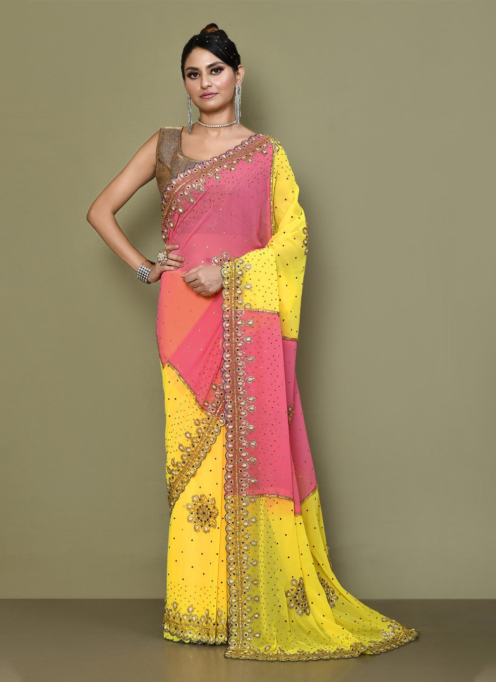 Classic Embroidered Georgette Saree - S3574