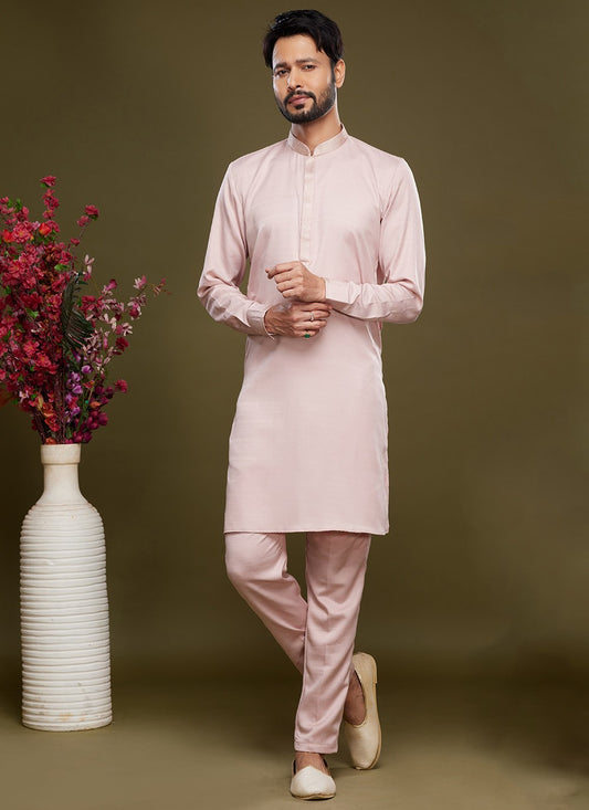 Thread Banarasi Silk Pink Kurta Pyjama - M6059