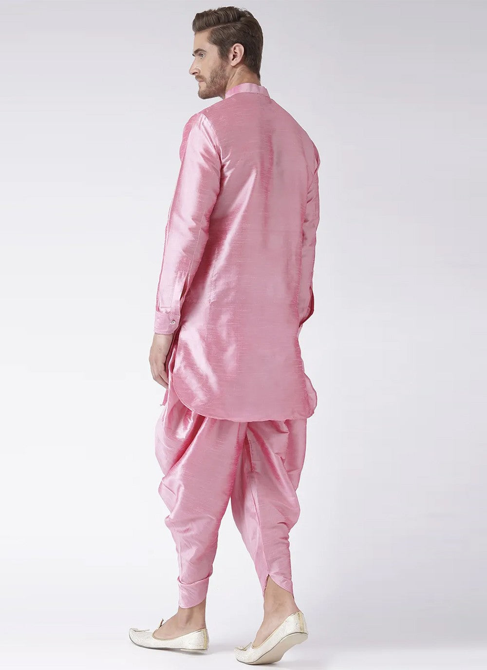 Plain Art Dupion Silk Pink Dhoti Kurta - M2495