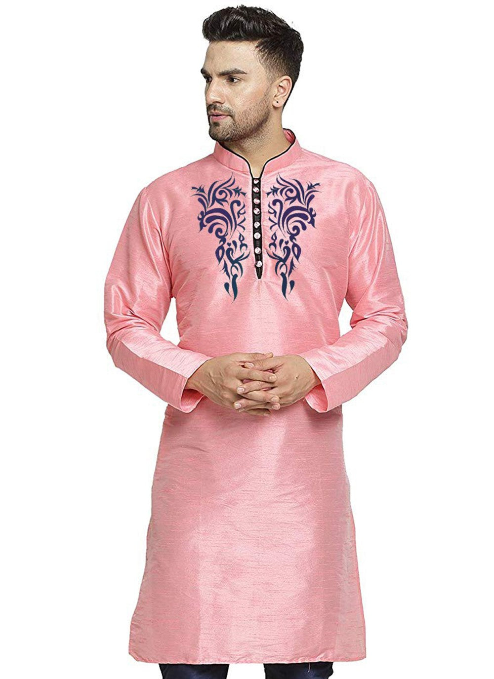 Embroidered Art Dupion Silk Pink Angrakha - M3530