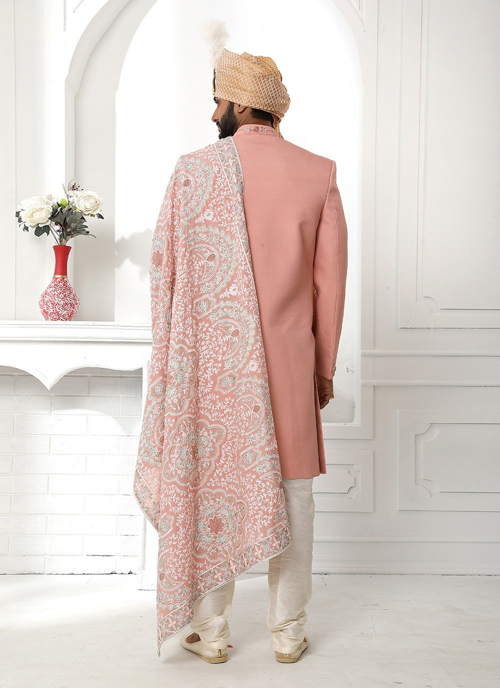 Embroidered Art Silk Pink Sherwani - M4130