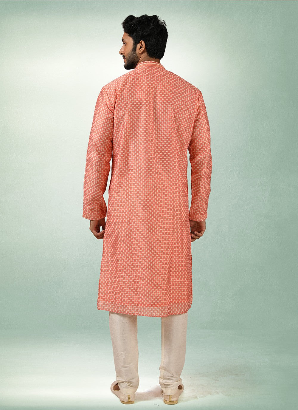 Printed Art Silk Pink Kurta Pyjama - M2846