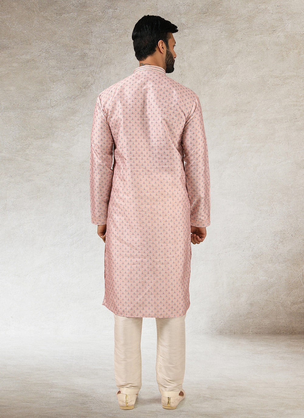 Printed Art Silk Pink Kurta Pyjama - M2853