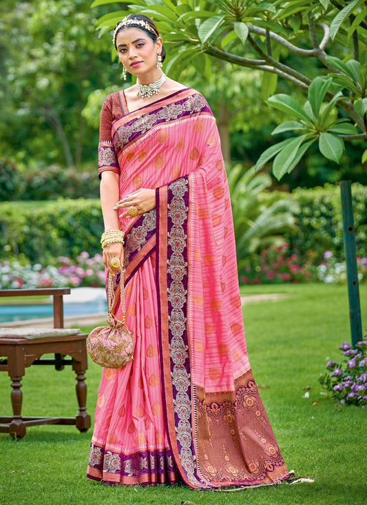 Traditional Embroidered Banarasi Silk Saree - S1525