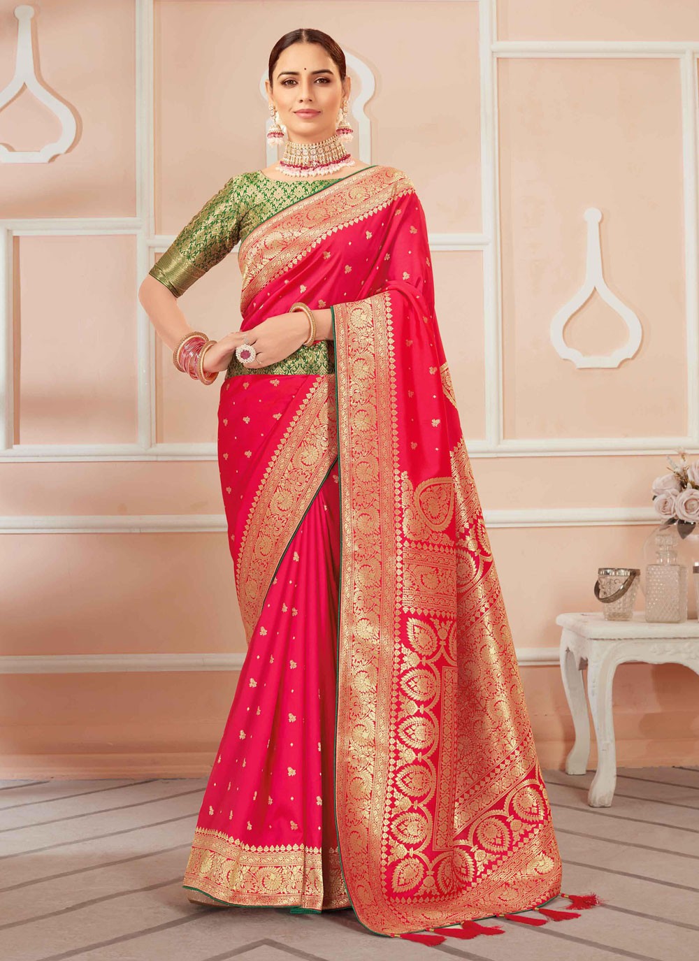 Traditional Weaving Zari Banarasi Silk Saree - S1196