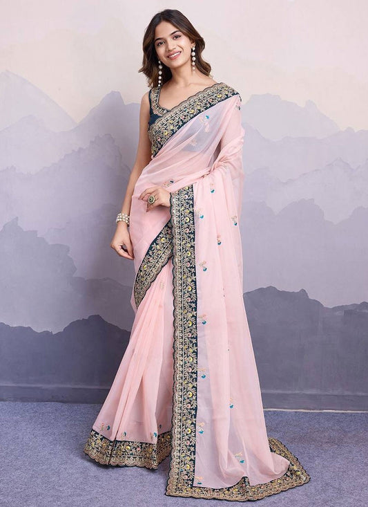 Classic Border Work Organza Saree - S7893