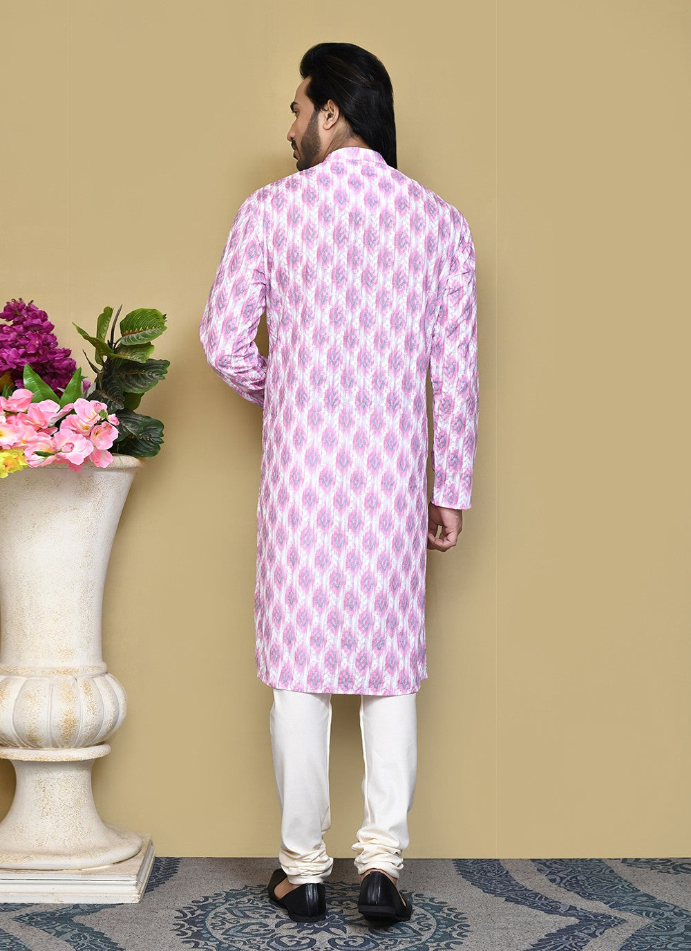 Printed Cotton Pink Kurta Pyjama - M7815