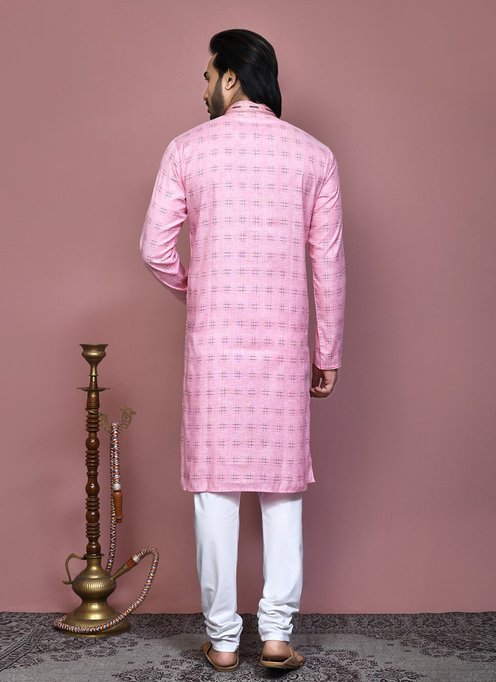 Printed Cotton Pink Kurta Pyjama - M7910