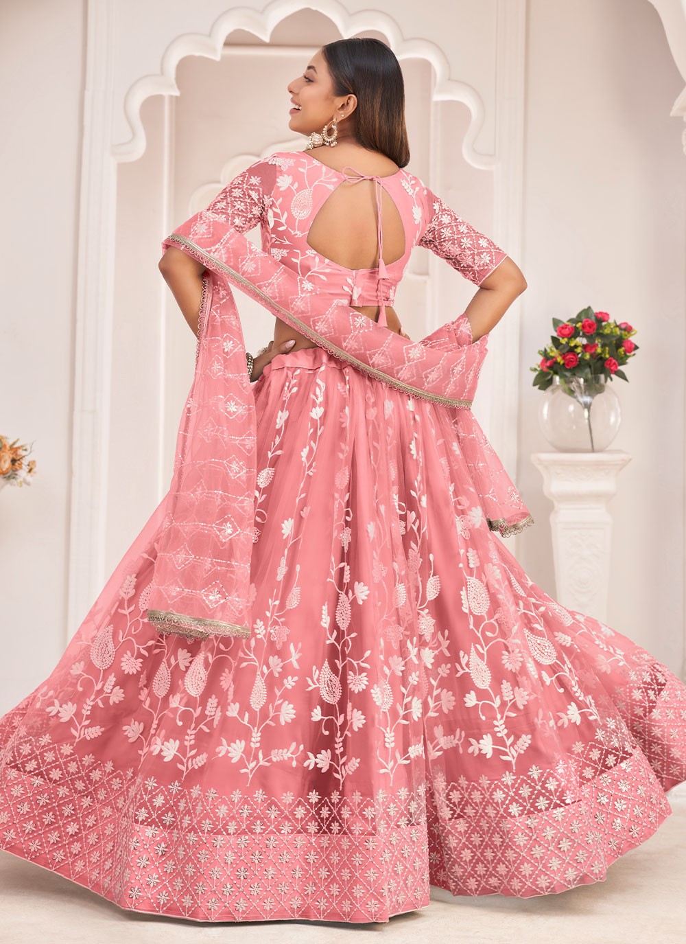 Embroidered Net A - Line Lehenga - L0704