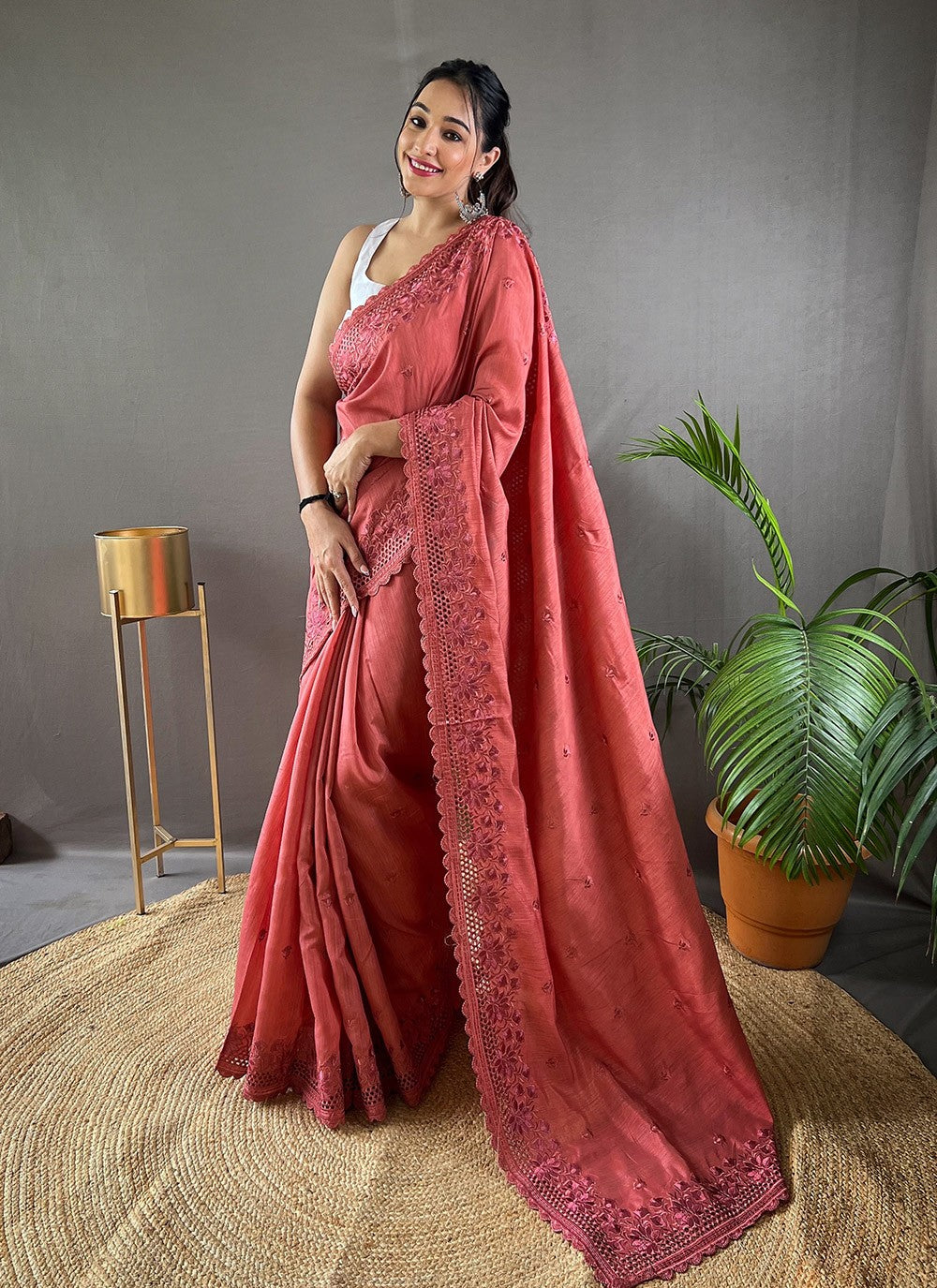 Traditional Embroidered Silk Saree - S4436