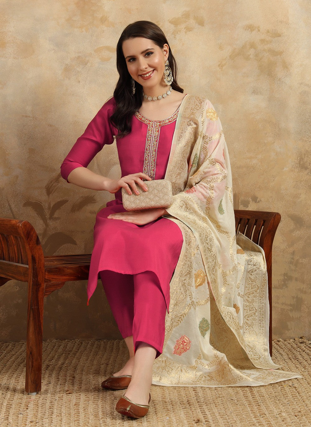 Chanderi Salwar Suit - T3416