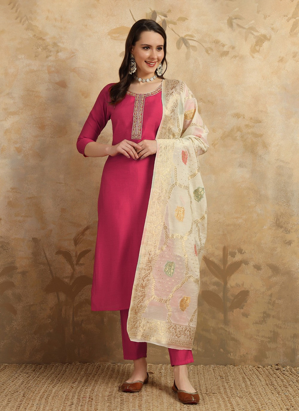 Chanderi Salwar Suit - T3416