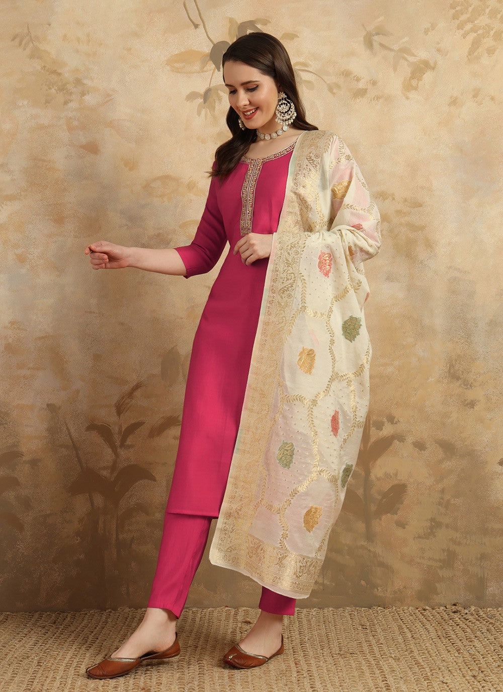 Chanderi Salwar Suit - T3416