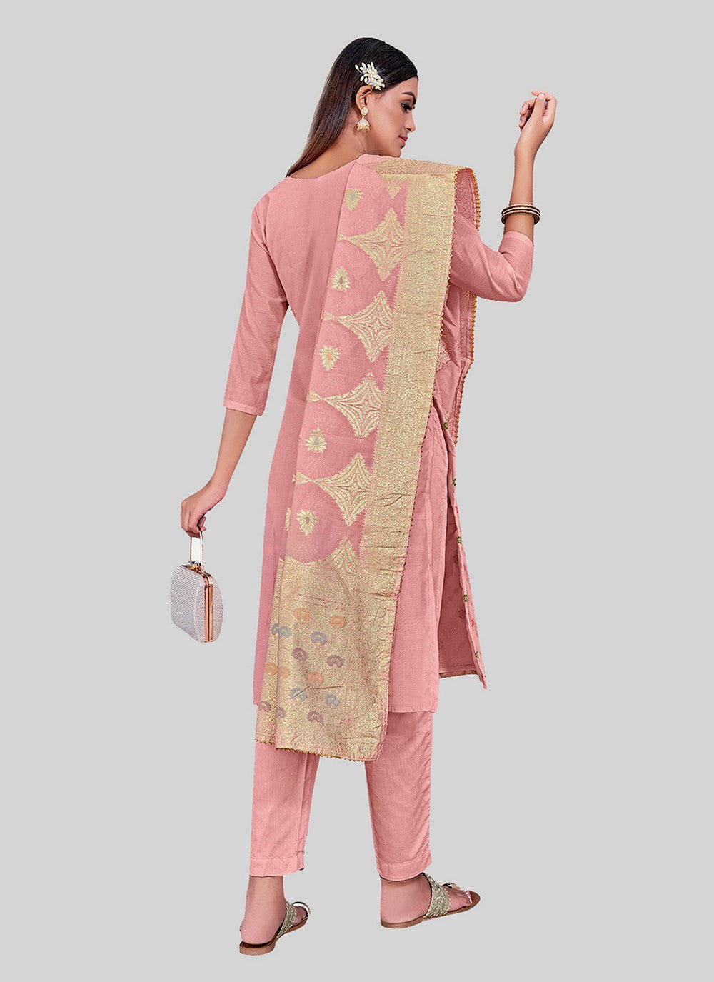 Chanderi Silk Pant Style Suit - T2492