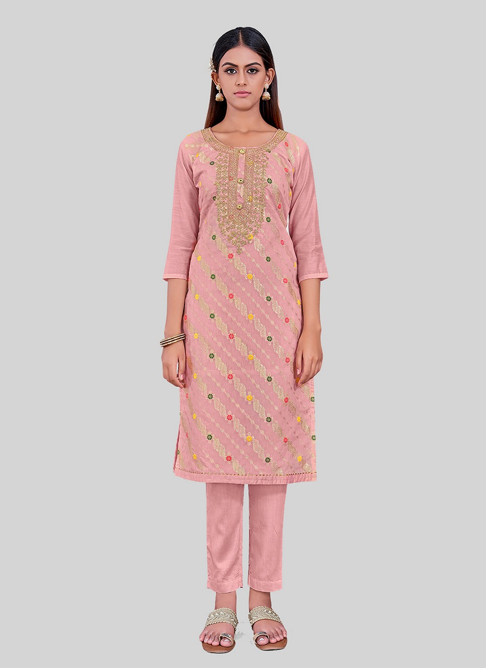 Chanderi Silk Pant Style Suit - T2492