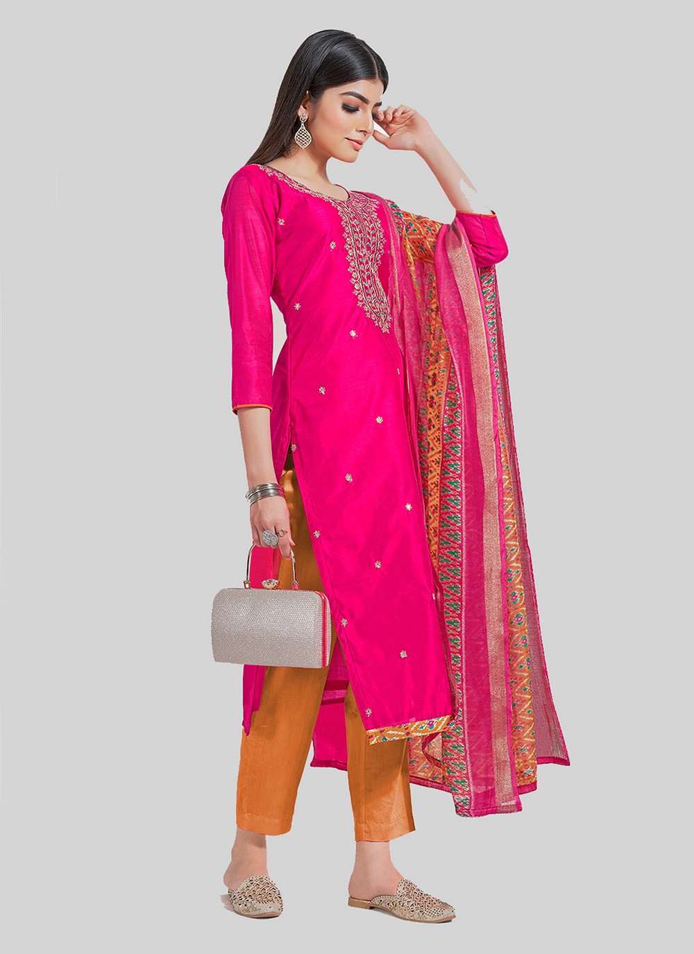 Chanderi Silk Pant Style Suit - T2484