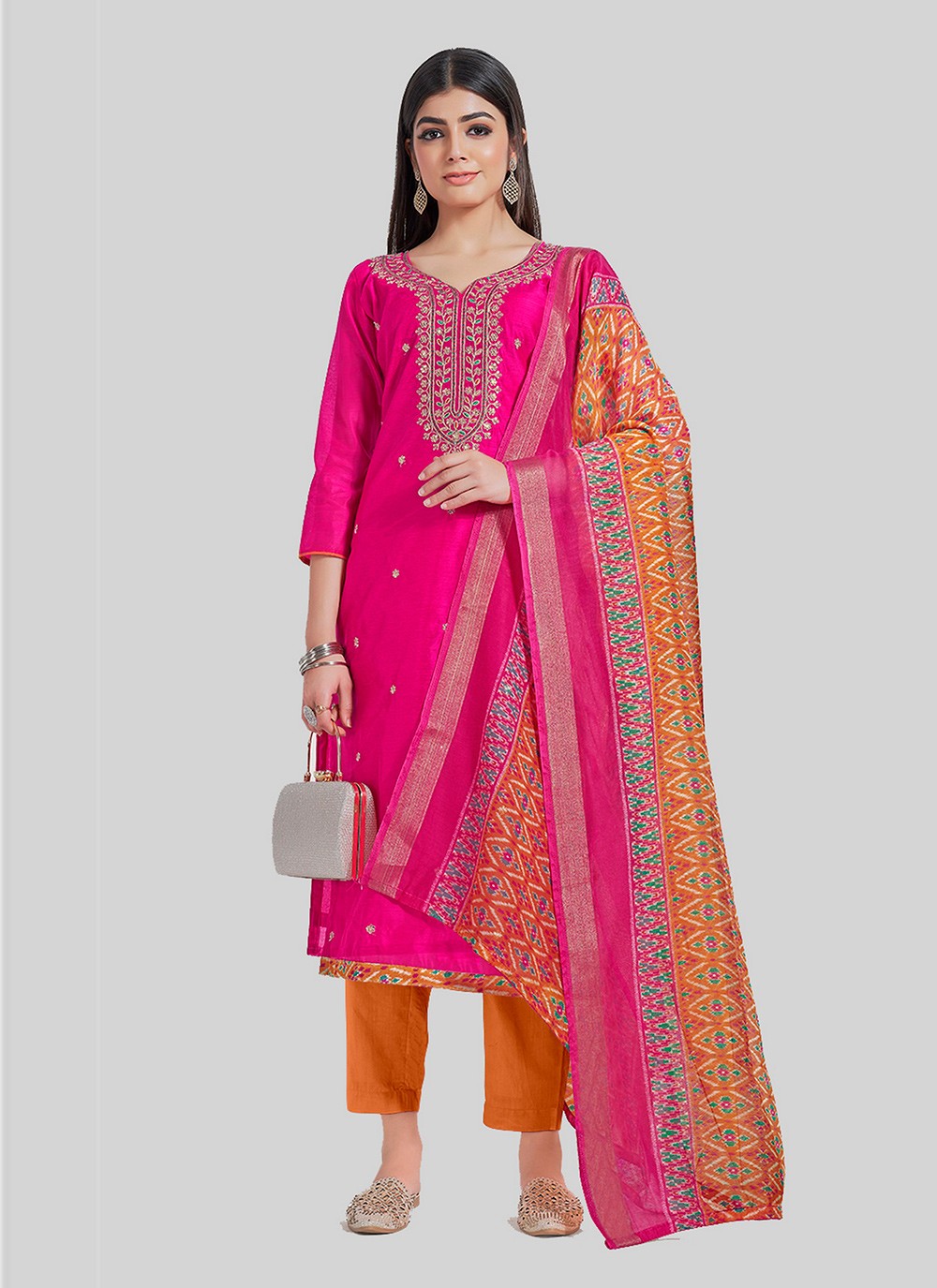 Chanderi Silk Pant Style Suit - T2484