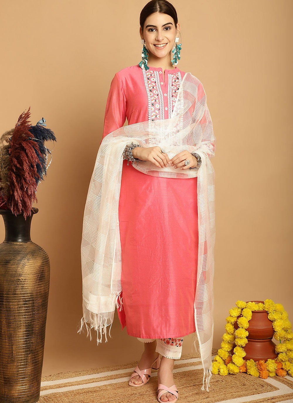 Chanderi Salwar Suit - T1898