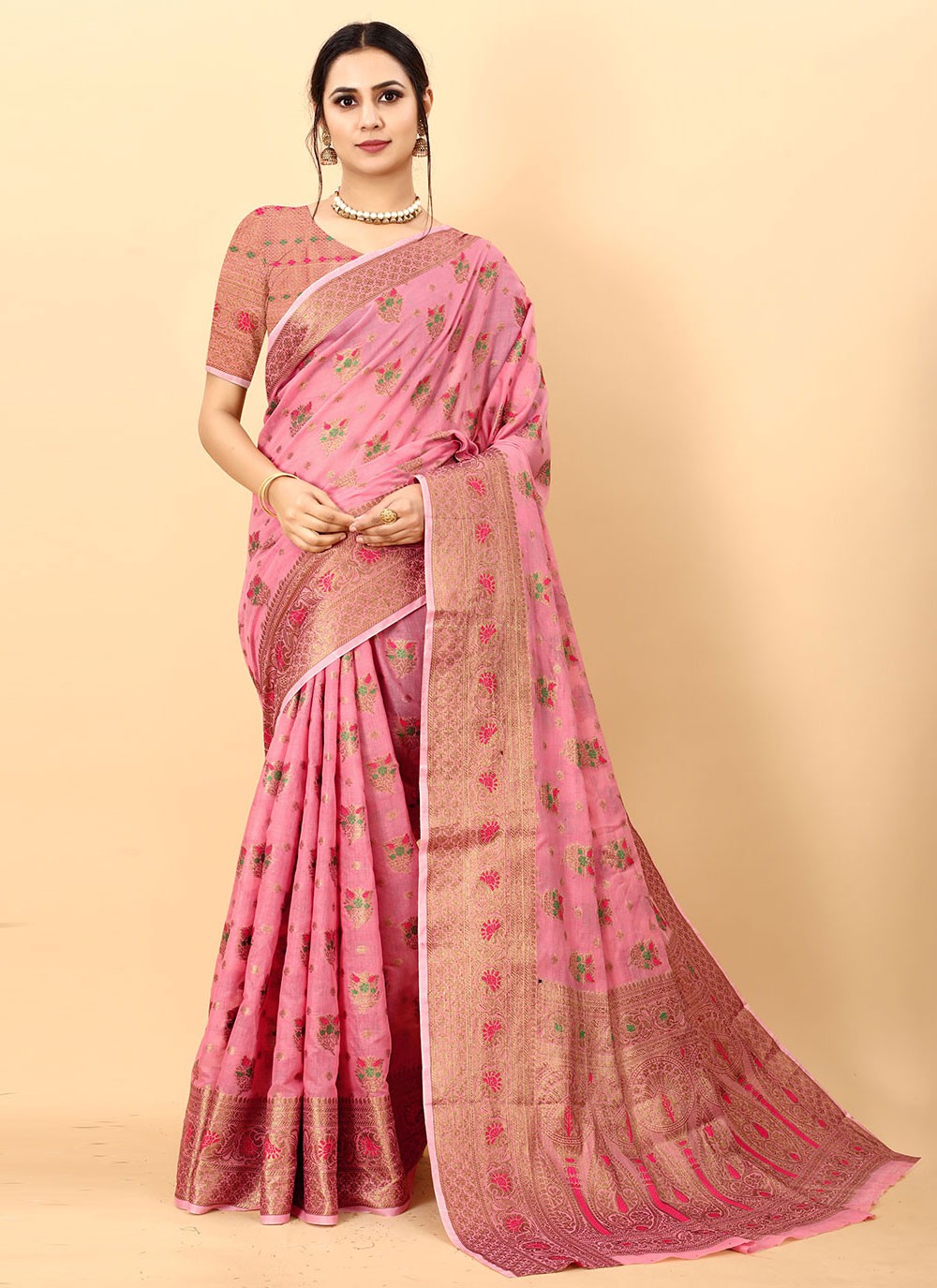 Classic Weaving Zari Cotton Silk Saree - S1597