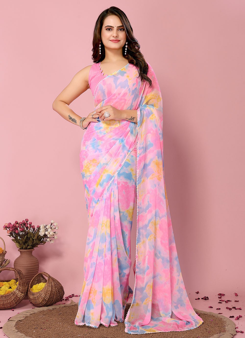 Classic Printed Chiffon Saree - S6700