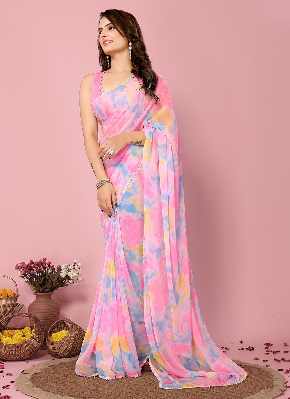 Classic Printed Chiffon Saree - S6700