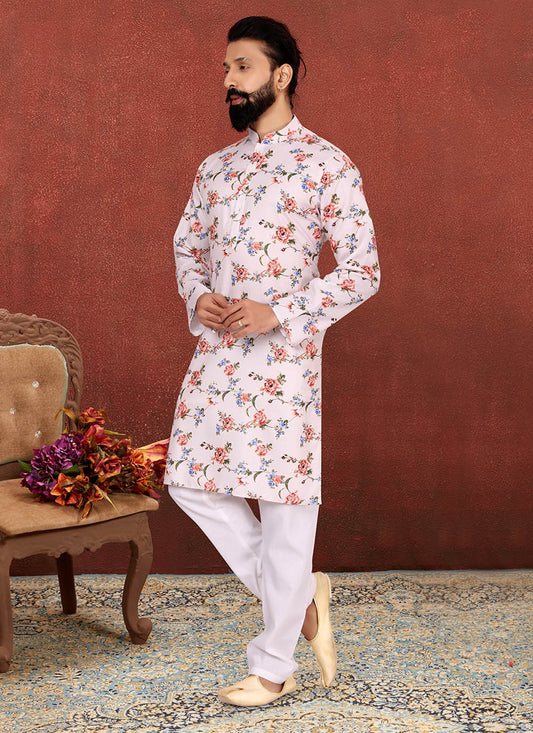 Digital Print Cotton Pink Kurta Pyjama - M2591