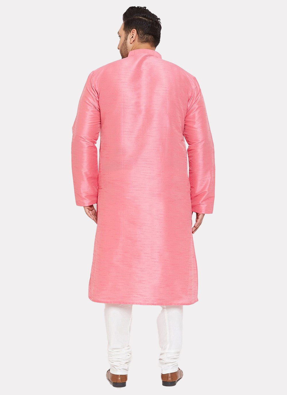 Plain Dupion Silk Pink Kurta Pyjama - M2638