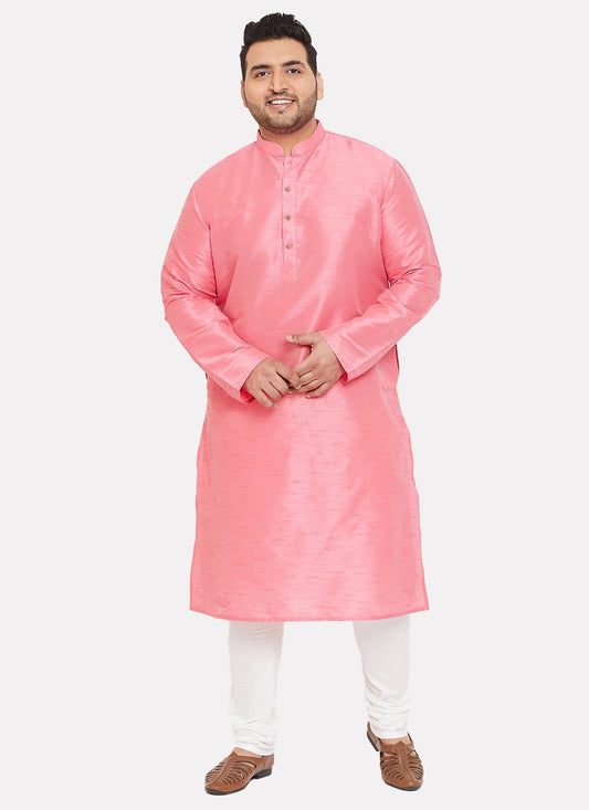 Plain Dupion Silk Pink Kurta Pyjama - M2638