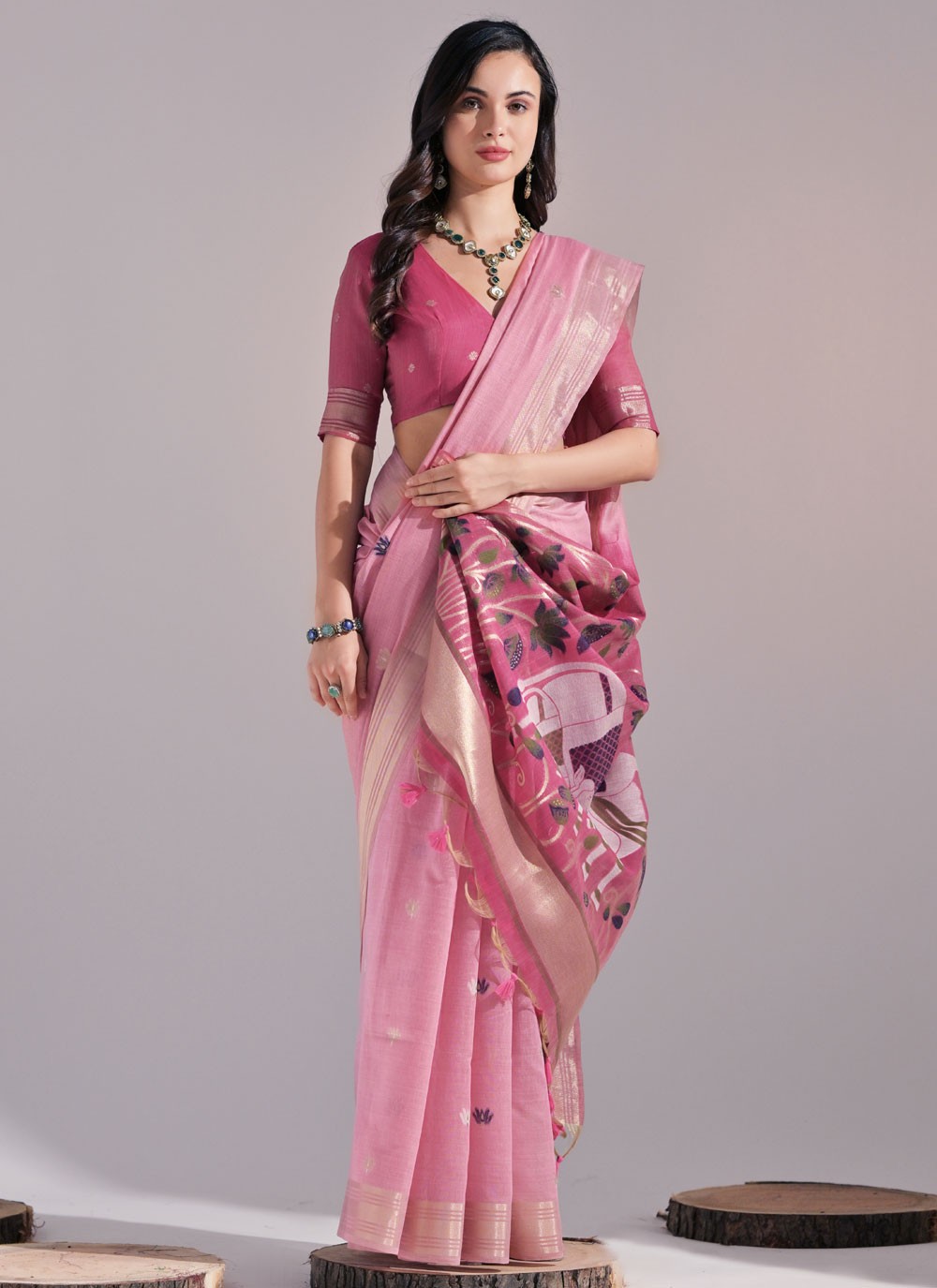 Thread, Woven Cotton Saree - S11922