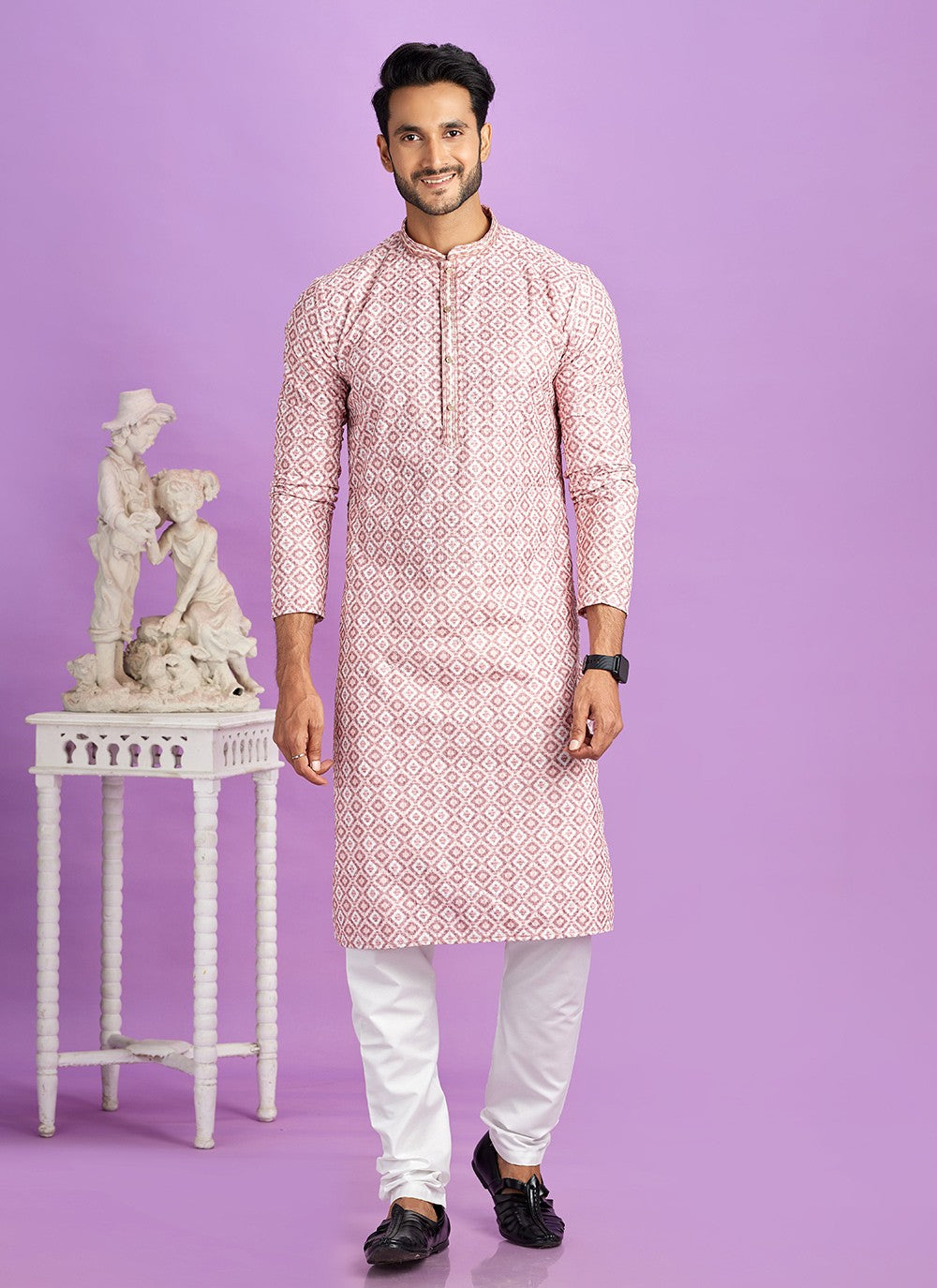 Digital Print Cotton Pink Kurta Pyjama - M6955