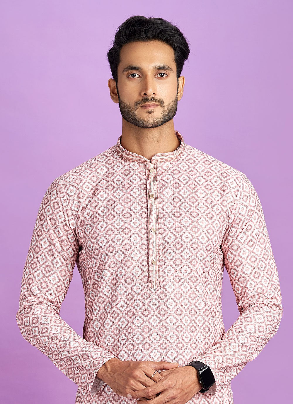 Digital Print Cotton Pink Kurta Pyjama - M6955