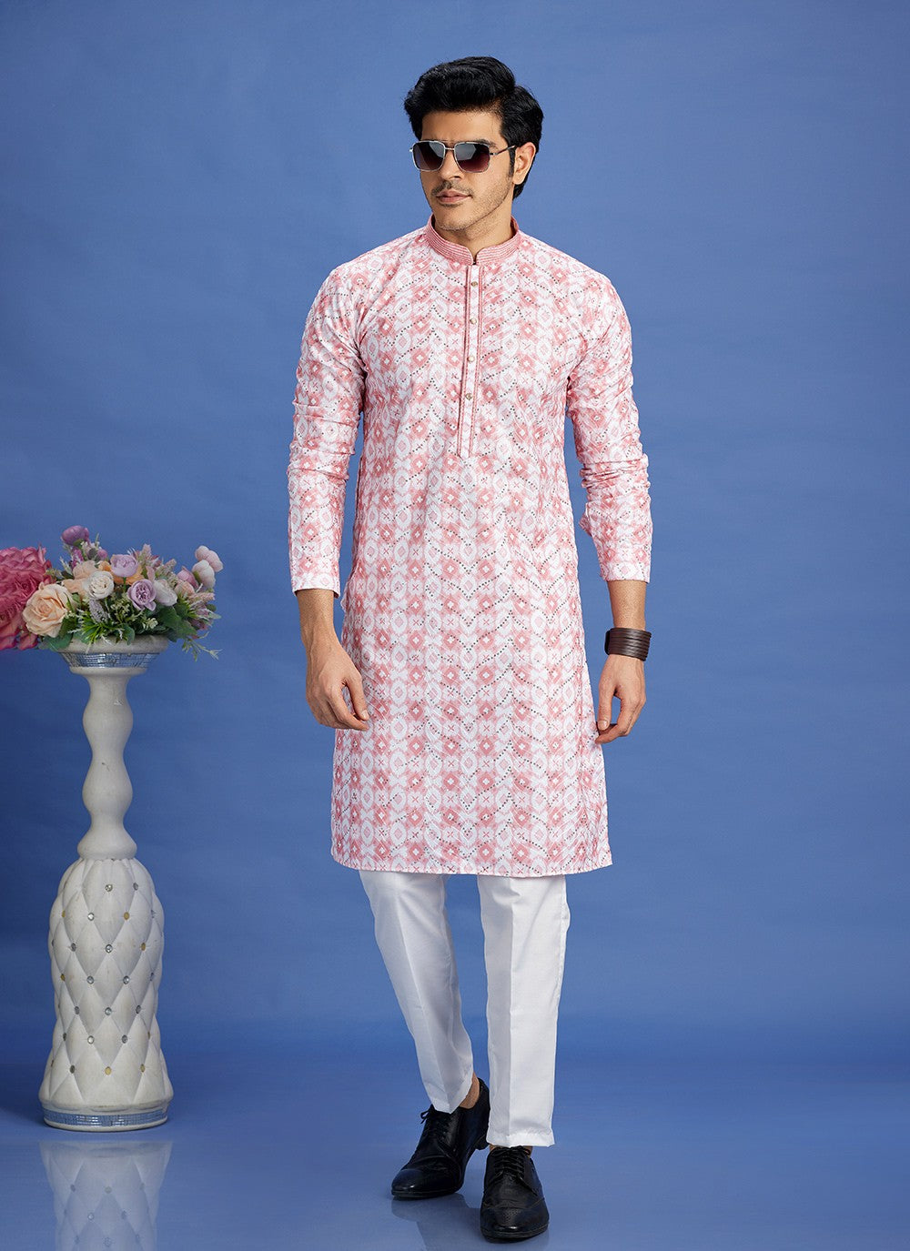 Digital Print Cotton Pink Kurta Pyjama - M6930