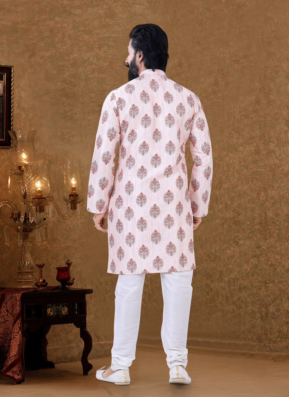 Digital Print Cotton Pink Kurta Pyjama - M3980