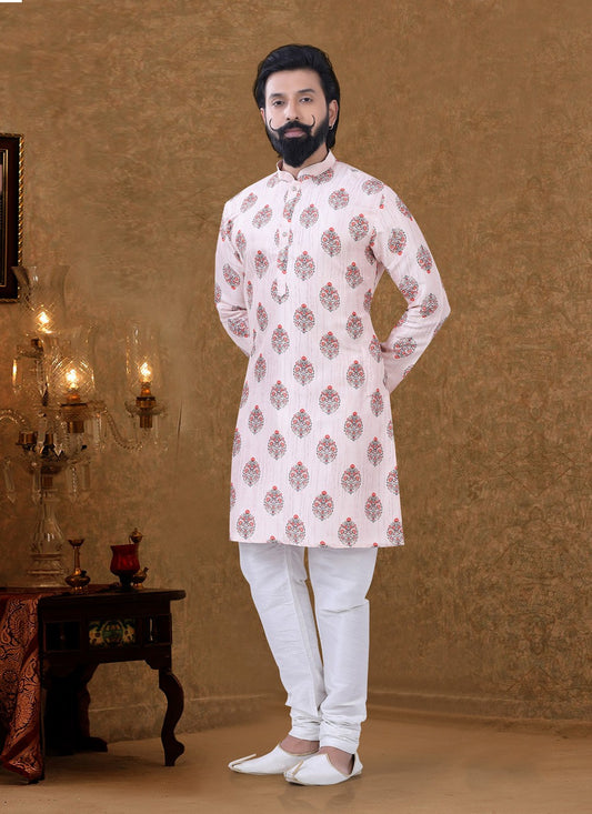 Digital Print Cotton Pink Kurta Pyjama - M3980