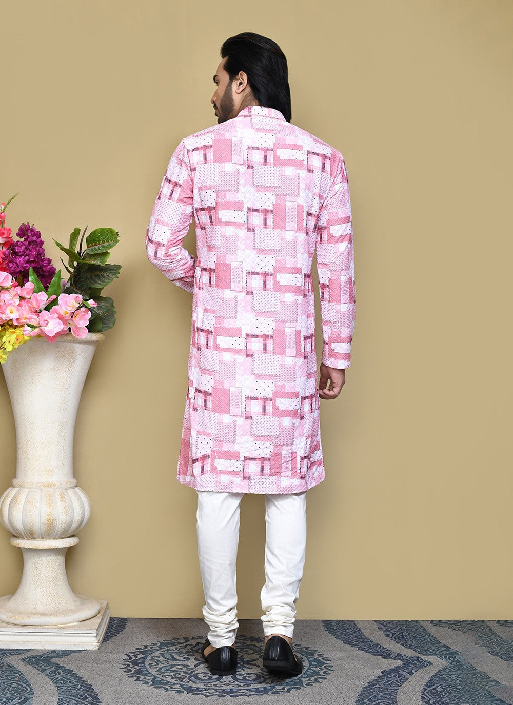 Printed Cotton Pink Kurta Pyjama - M7787