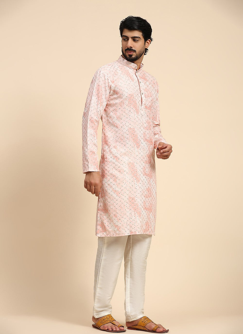 Digital Print Cotton Pink Kurta Pyjama - M8164