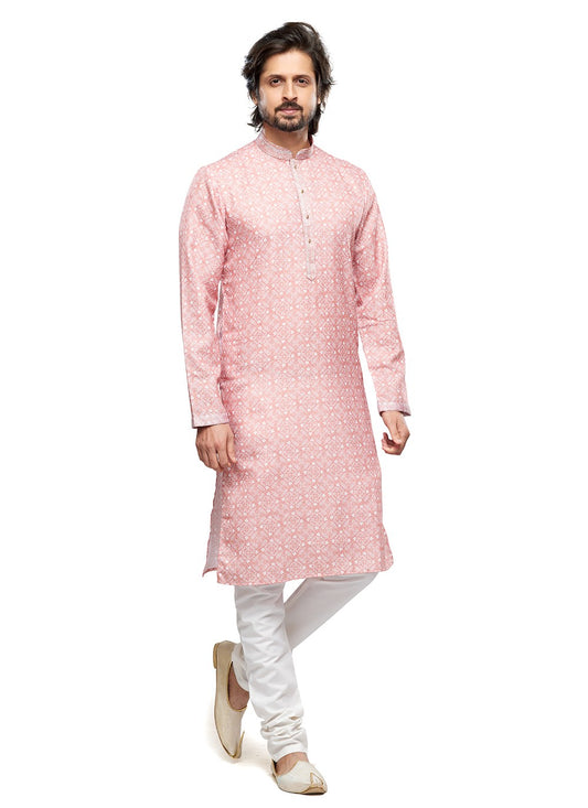 Digital Print Cotton Pink Kurta Pyjama - M6737