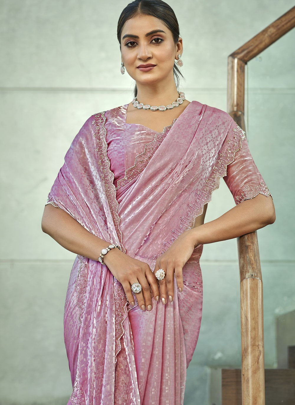 Classic Beads Silk Blend Saree - S9540