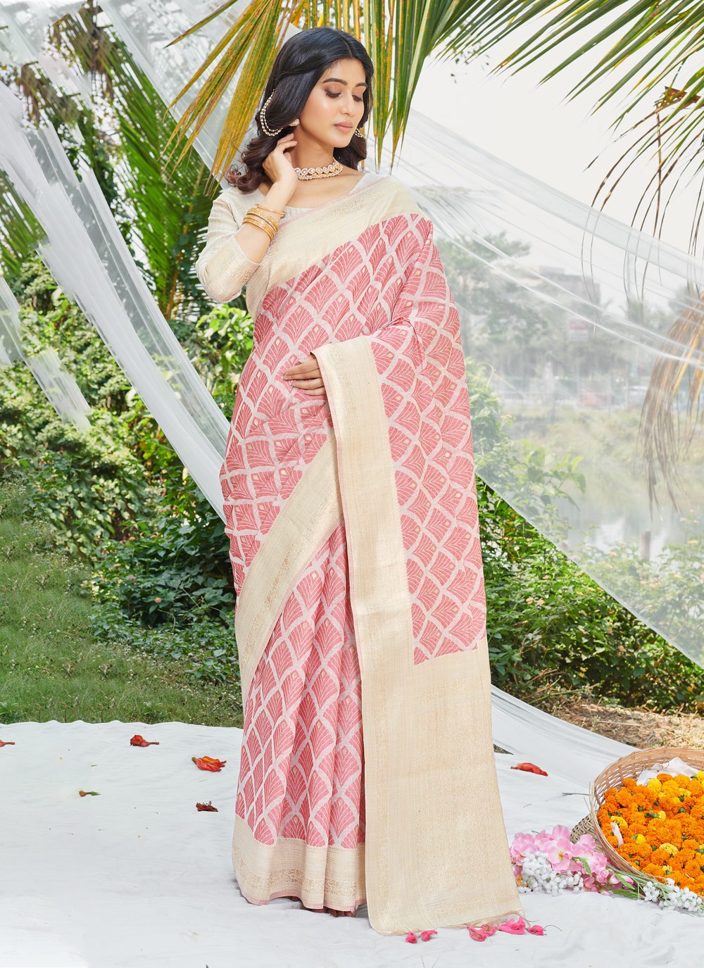 Designer Fancy Work Cotton Saree - S5965