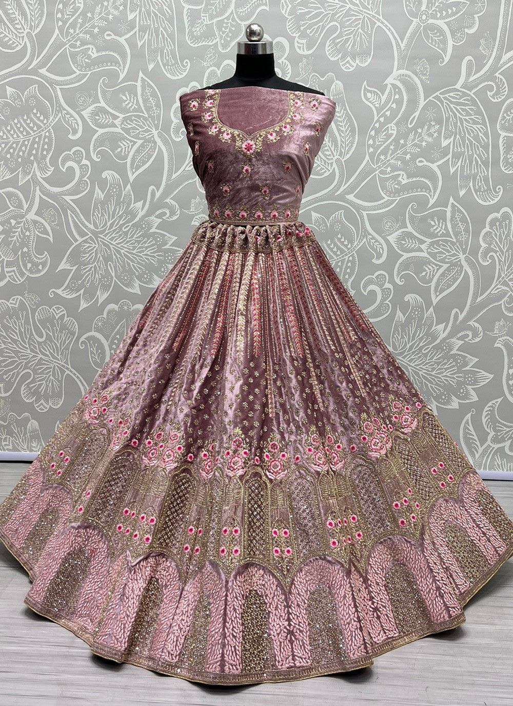 Diamond Velvet A - Line Lehenga - L1110